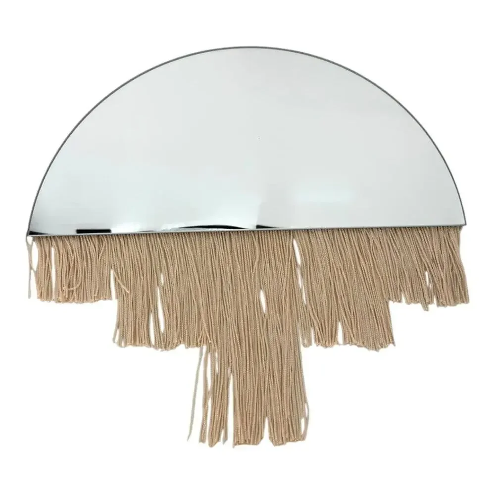 Nobia The Katarina Fringed Beige Boho Wall Mirror NWT